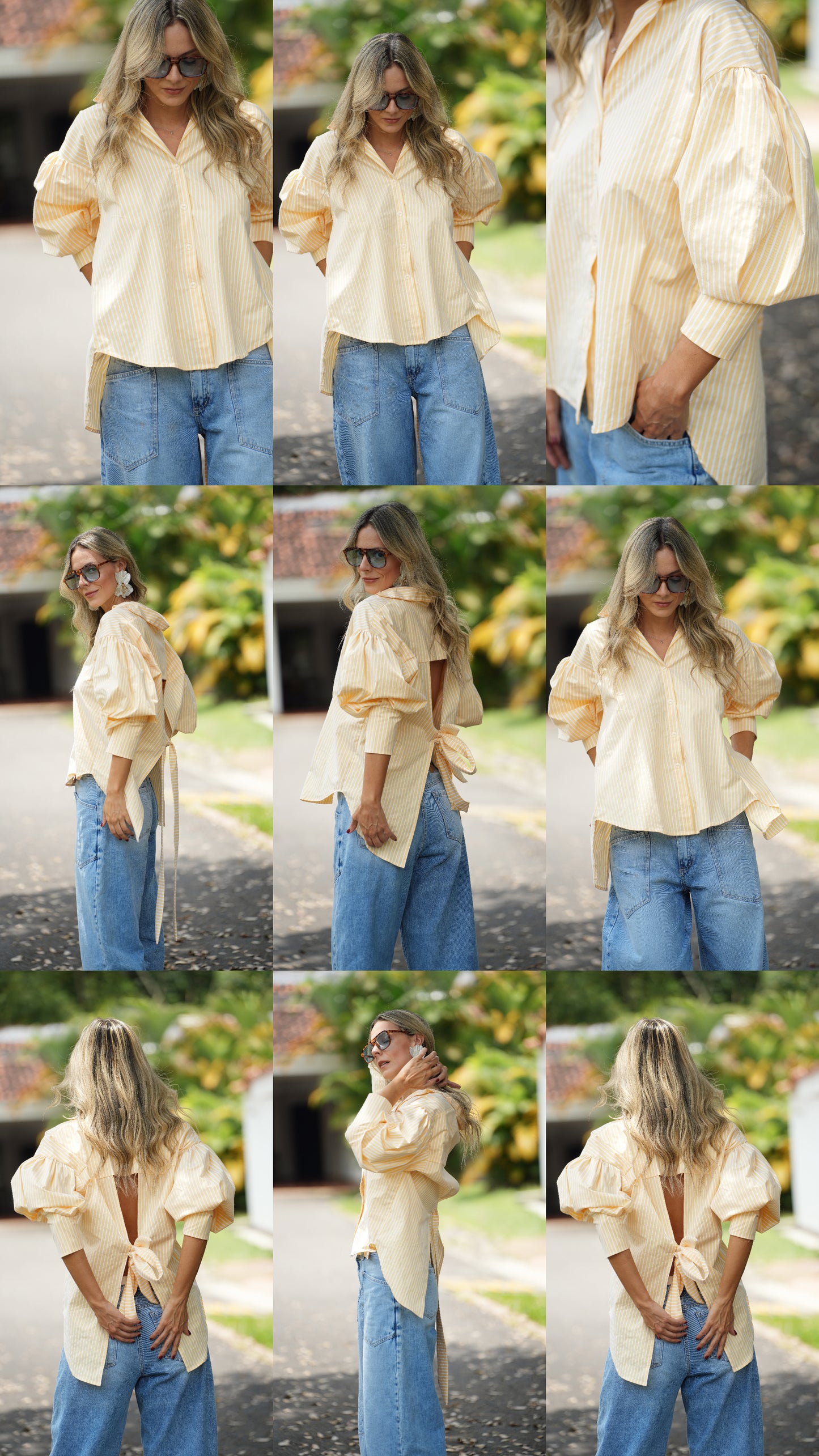 Camisa Popelin Amarilla rayas