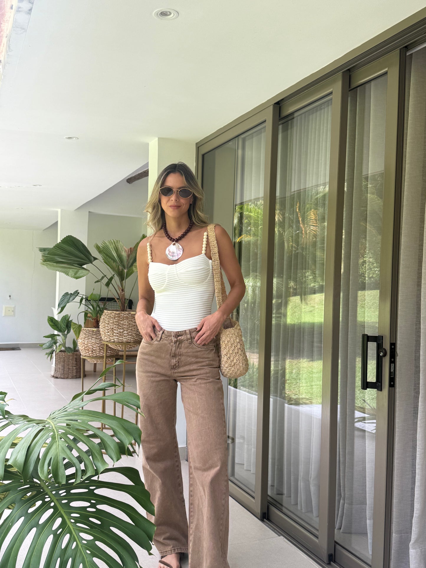 Jean color arena Wide leg