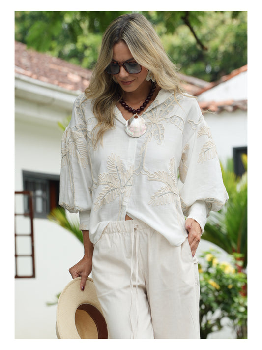 Camisa Bordada Palmera